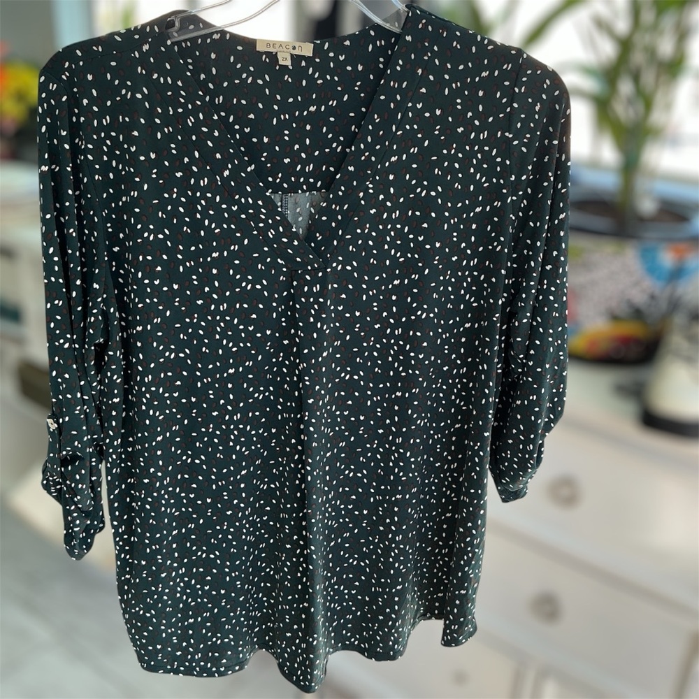 Beacon Teal and White Patterned Blouse